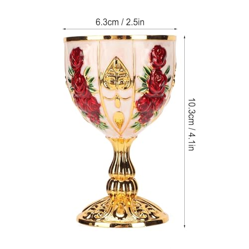 10 cm kielich kielich złoty, złoty kielich kubek wysoki stop cynku retro tłoczony kwiatowy wzór elegancki kubek a na imprezę, bankiet, bar, 10 cm, kielich złoty kielich (czerwony kwiat na złotym i białym)