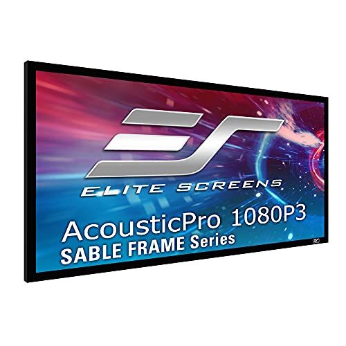 Migliori proiettori home cinema Elite Screens Sable Frame, 96 pollici 2.35:1, schermo di proiezione del telaio fisso trasparente del suono, ER96WH1W-A1080P3