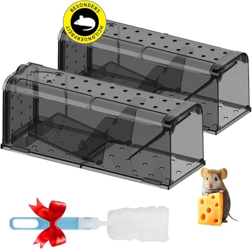 Rattenfalle/Mausefalle lebend/2er Set/lebendfallen mäuse/Wiederverwendbar/mit Reinigungsbürste/Professionelle Mausefalle