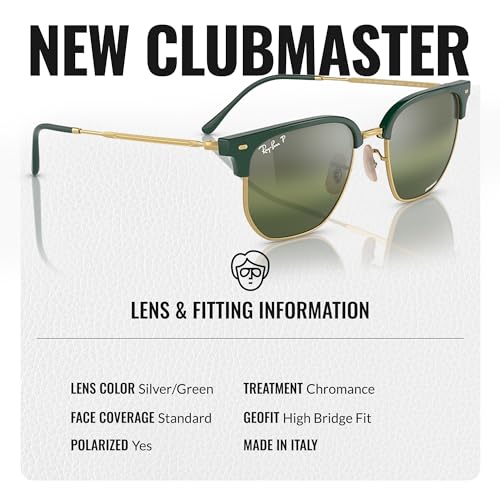 Image of Ray-Ban RB4416 NEW CLUBMASTER Square-Round Shaped Sunglasses for Men & Women with Official RAYBAN Eyewear Kit