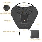 WD&CD Sonnensegel Kinderwagen mit UV Schutz 50+ und Wasserdicht, Double layer fabric mit Sichtfenster und extra breite Schattenflügel, Dunkelgrau