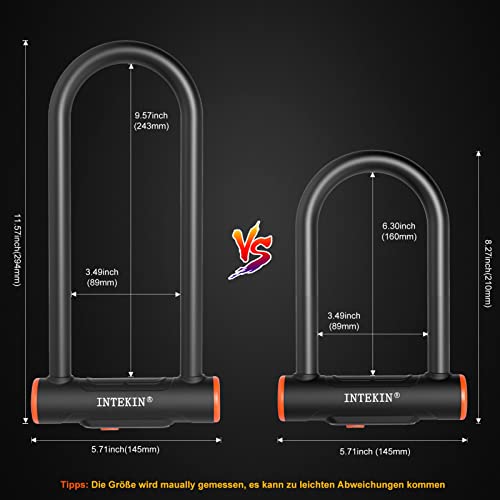 INTEKIN Candado U de Alta Seguridad, 16 mm, para Bicicleta, Motocicleta, Scooter y Puerta - imagen 2