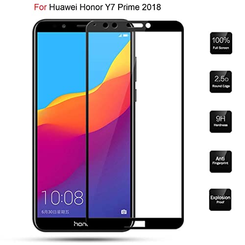 Image of Screen Protector for Huawei Honor Y7 Prime 2018 (Black) Tempered Glass Edge-to-Edge 6D Screen Guard With Installation Ki