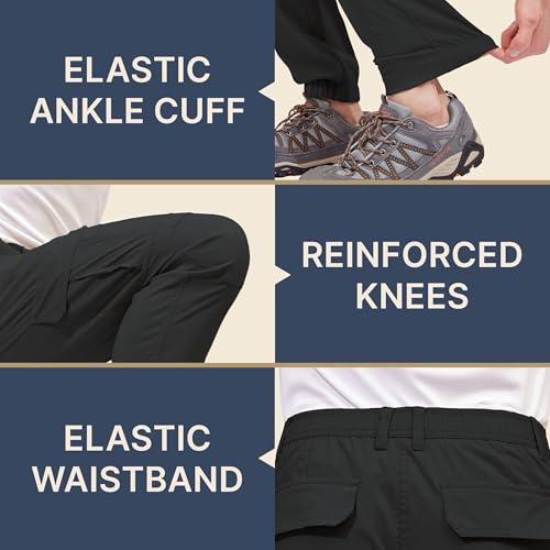 BLUE CHILL Mens Cargo Joggers with Pockets Waterproof Lightweight Outdoor Hiking Pants Relaxed Fit Cargo Pants3