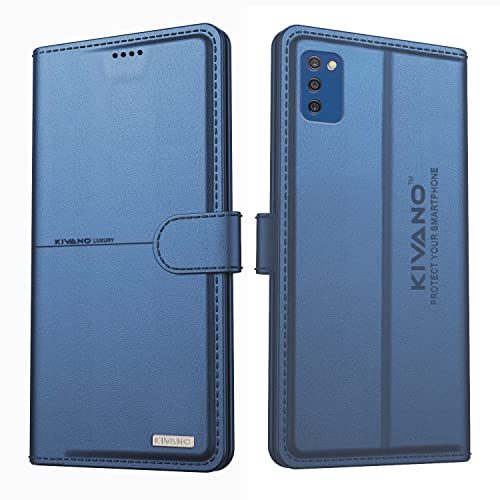 Image of KIVANO Samsung Galaxy A03s Professional Series Wallet Case | Luxurious Design | Premium | PU Leather Flip Case Back Cover | Magnetic Closure - Dark Blue
