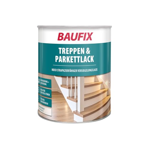 BAUFIX Treppen & Parkettlack seidenmatt, 1 Liter, Holzpflege, für innen, Versiegelung und Lackierung, geruchsarm, auch für Möbel
