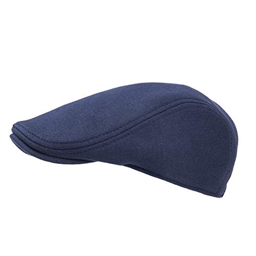 Feinion Men Cotton Newsboy Cap Soft Fit Cabbie Hat (Navy Blue) #TOP1