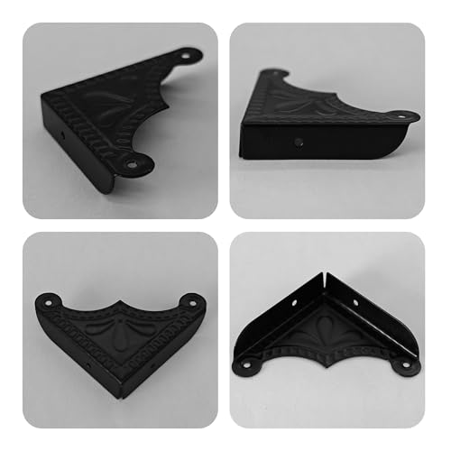 Image of 12Pcs Decorative Metal Box Corner Guard Protectors, 1.5 inch x 1.5 inch Antique Black Edge Covers for Furniture, Jewelry Boxes, Cabinets