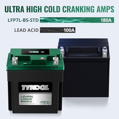 Image of YTX7L-BS-STD 2X Cranking Amps,180CCA,Lithium Iron Phosphate Motorcycle Battery,Digital Readout,Comptitable for Honda,Suzuki Motorycle, Kawasaki ATV, Predator 3500 Generator battery
