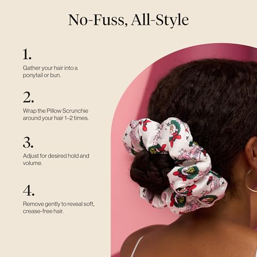 Image of The Grinch x Kitsch Pillow Satin Scrunchies for Women - Hair Ties No Damage, No Crease Hair Accessories | For Day or Night Use | Ideal Gifts for Women - 2pcs