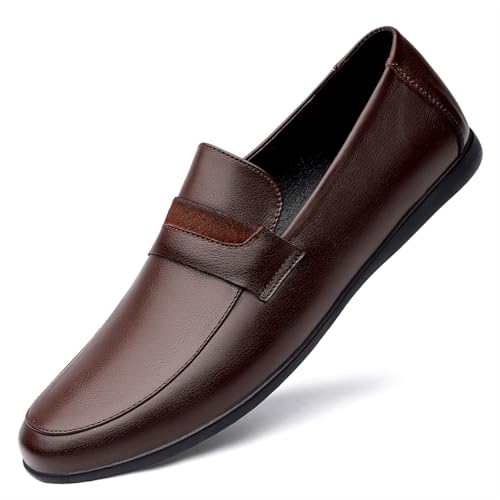 Dress Shoes for Men Men's Casual Leather Loafers Summer Slip-On Driving Shoes in Black and Brown, Non-Slip Soft Sole2