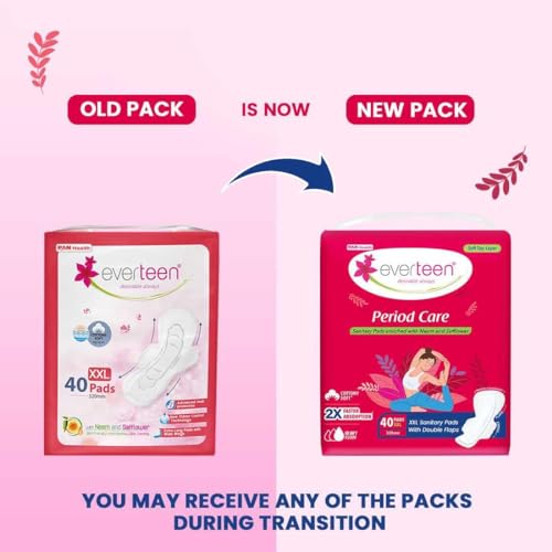 everteen Period Care XXL Soft Neem-Safflower Sanitary Pads for Women - 80 Pads, Rash Free, Anti Tan, Skin Friendly, Double Wing Shape, Advanced... - Image 5