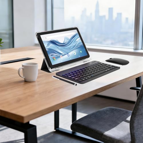 Image of Android 15 10 Inch Tablets, 20GB RAM 128GB ROM 2TB Expandable, 2.0GHz Quad-core Processor, 2 in 1 Tablet with Stylus Mouse Keyboard Case, 5G WiFi6, BT 5.0, 6000mAh, Widevine L1