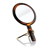 Makeup Mirror, Beautifive Vanity Mirror with Double Sided 1x/7x, Compact Hand Held Mirror with Optional Stand, Magnifying Mirror for Travel, Amber Color
