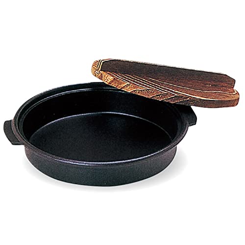 砺波商店 すき焼き鍋 木蓋付 茶 シリコンフッ素 小 直径16.5cm アルミ製 日本製 21160 アウトドア キャンプ 直火OK 塗りなおし可能 旅館 業務用 - 砺波商店(Tonamishouten) - 商品画像