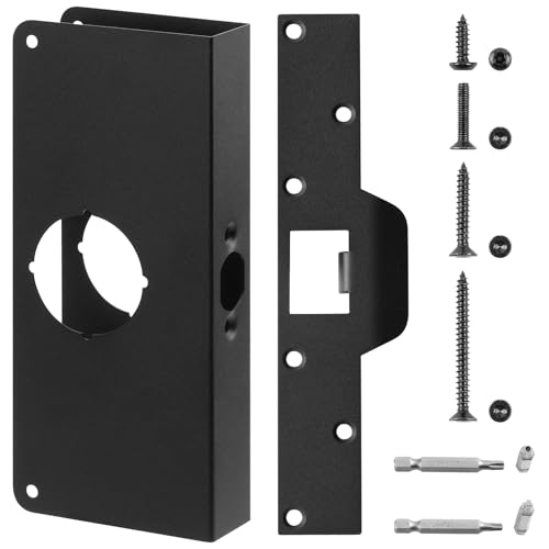 Black U 9585 Stainless Steel Lock and Door Reinforcement Plate fits 1-3/8 Thick Doors and Includes The Black U 9476 Security Latch Strike kit