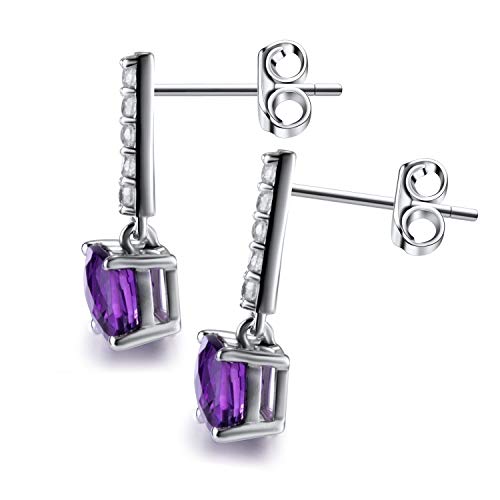 Pendientes de amatista natural para mujer con plata de ley 3