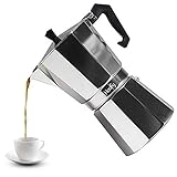 Haofy Cafeteras italianas de Acero Inoxidable Cafetera Espresso Moka Express Cafetera de Aluminio, 3 tazas / 6 tazas / 9 tazas / 12 tazas(150ML 3cups)