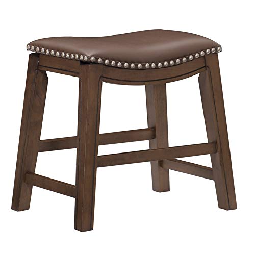 Homelegance Ordway Saddle Seat Dining Height Stool, 19"SH, Brown