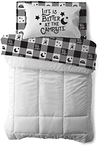 Camco Life is Better at The Campsite Camper/RV Bunk Sized Bed Sheets | Features Camping Theme Design on Buffalo Plaid Pattern | Crafted of Soft Machine Washable Polyester | 3-Piece Set (53475) image 5