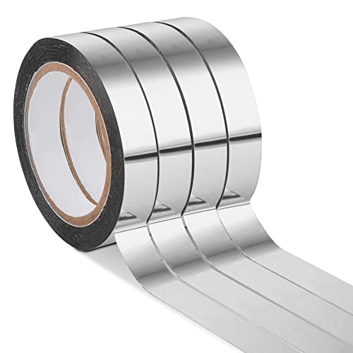 Grevosea 4 Rollen Metallic Klebeband Selbstklebende, 10mm x 20m Craft Dekorative Klebeband Fliesennahtband Masking Tapes für Wand Garderobe Badezimmer Dekoration Geschenkver packungen(Silber)