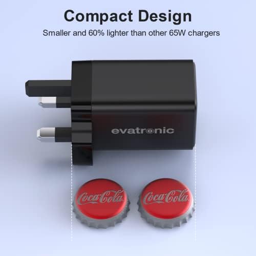 45W USB C Charger Plug, Evatronic 2-Port GaN PD3.0 PPS Type C Fast Wall Power Adapter, Compatible with Macbook Pro/Air, iPhone 14, Galaxy S22/S21, Pixel 6, Dell XPS, Asus Acer Laptop, etc