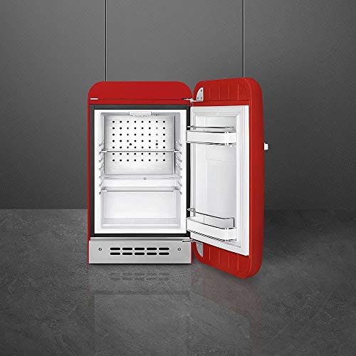 Image of Smeg FAB5 Retro Mini Fridge - 50s Style Compact Small Refrigerator, 1.2 cu ft, Automatic Defrost, LED Lighting, Adjustable Shelves- Made in Italy - Perfect for Home, Dorm, Office, Hotel -Red