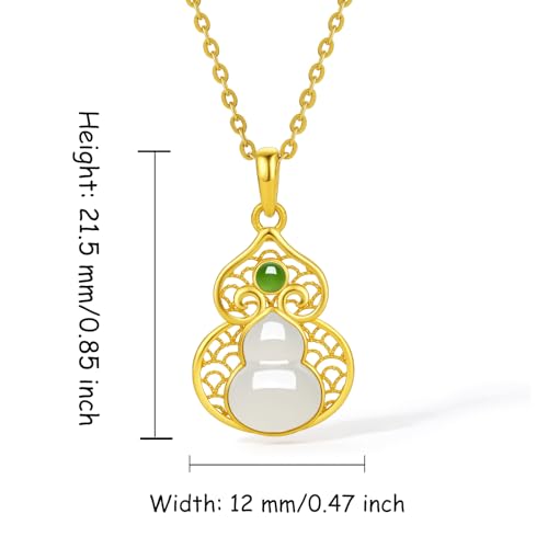 24K Gold Pendant Jade Gourd Charms Good Luck Jewelry Feng Shui Charm Natural White Jadeite Pendants Fortune Hetian Gemstone Wealth Healing Stone Protection Bead Lifetime Solid Gold Gifts for Women Men2