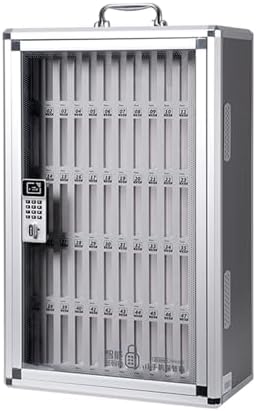 Wall-Mounted Cell Phone Locker Cabinet, 12/24/36/48/60 Slot Aluminum Alloy Storage, Clear Pocket Chart, Mobile Phone Safe Deposit Box with Safety Lock & Handle for Classroom and Office
