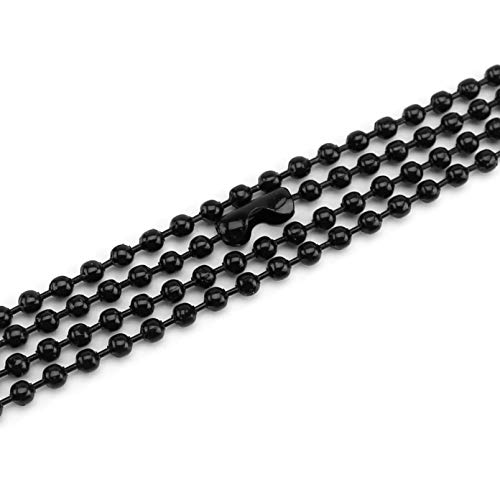 CleverDelights 2.4mm Ball Chain Necklaces - Dark Black Color - 10 Pack - 24 Inch Length