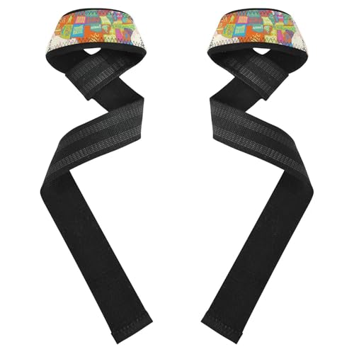 STAYTOP Color World Map Wrist Straps for Weightlifting,Lifting Straps with Neoprene Cushioned Wrist Padded and Anti-Skid Silicone for Strength Training,Bodybuilding,Deadlifting