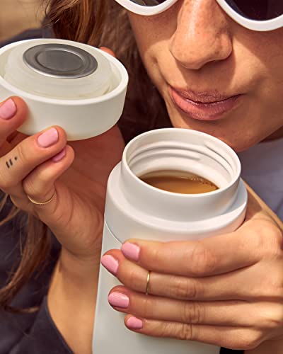 W&P Porter Insulated Bottle 16 Oz | Clean Taste Ceramic Coating For Water, Coffee, & Tea | Wide Mouth Vacuum Insulated | Dishwasher Safe, Cream #TOP4