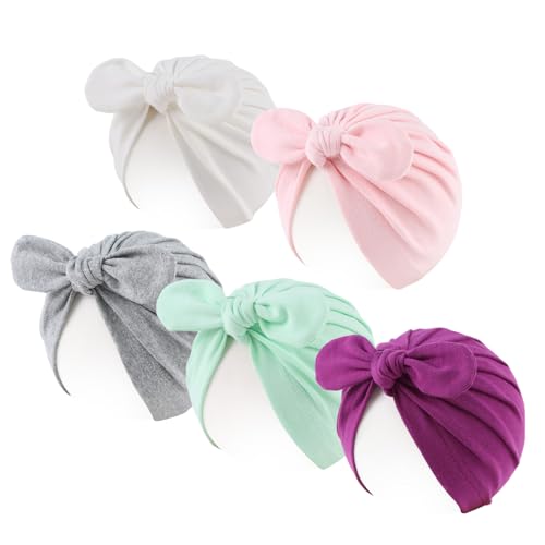 Image of JANGANNSA Cute Bow Newborn Hat Cotton Infant Girls Beanie Hat Spring Autumn