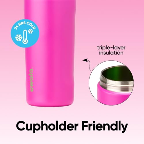 Image of Owala Kids FreeSip Insulated Stainless Steel Water Bottle with Straw, BPA-Free Sports Water Bottle, Great for Travel, 16 oz, All the Berries