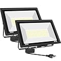 2 Pack 250W LED Flood Lights Outdoor, Super Bright Exterior Security Light with Plug, IP66 Waterproof Flood Light, 30000LM 6500K Daylight White Floodlight for Yard, Garden, Basketball Court, Arena