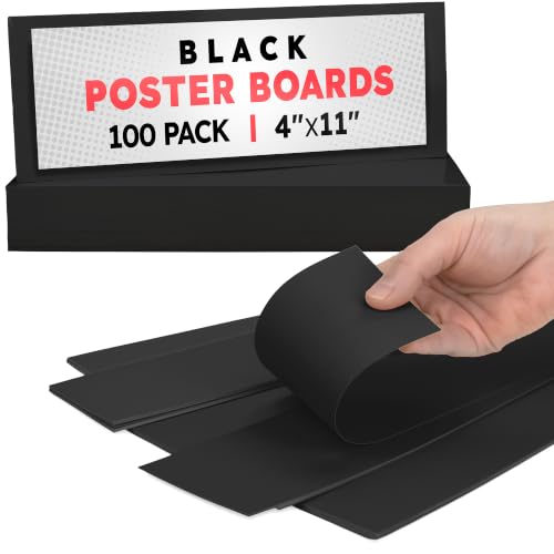 Image of Hygloss Small Poster Board 4x11-100 Count Bulk Pack - 10 Pt. Thickness Black Poster Board Paper for Projects, Presentations, Displays, Signs, Crafts - Blank Posterboard Multipack 4 inch x 11 inch