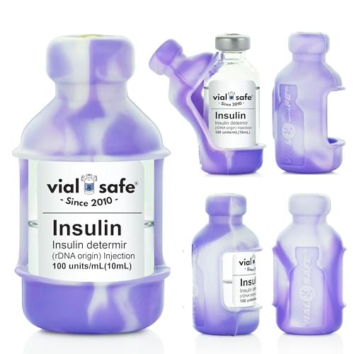 VIAL SAFE | Insulin Vial Protector Case | Secure Insulin Bottle Protector & Cover for 10mL Vials | 2-Pack | Tie Dye Purple | Fits Humalog Humulin NovoLog NovoRapid Novolin