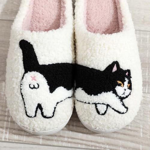 Image of Highland Cow Slippers for Women Plush Scottish Highland Cow Animal Slippers Warm Non Slip Home Indoor Slippers