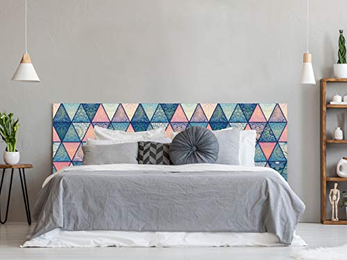 Cabecero Cama PVC Impresión Digital sin Relieve Estampado en Triángulos 100 x 60 cm | Disponible en Varias Medidas | Cabecero Ligero, Elegante, Resistente y Económico