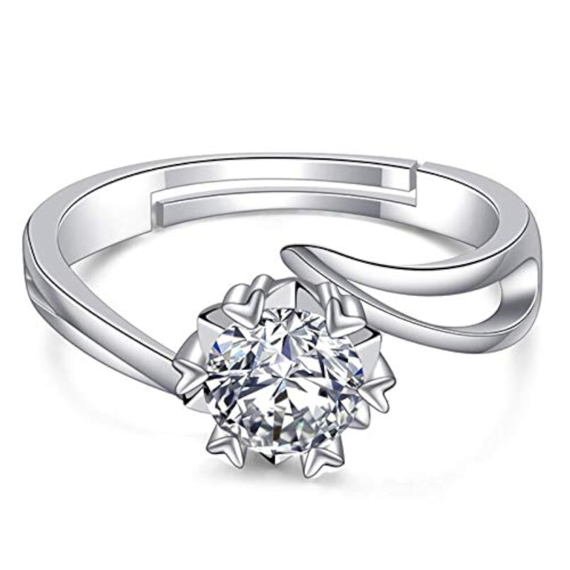 Hearts Crystal Proposal Adjustable Ring, Unisex