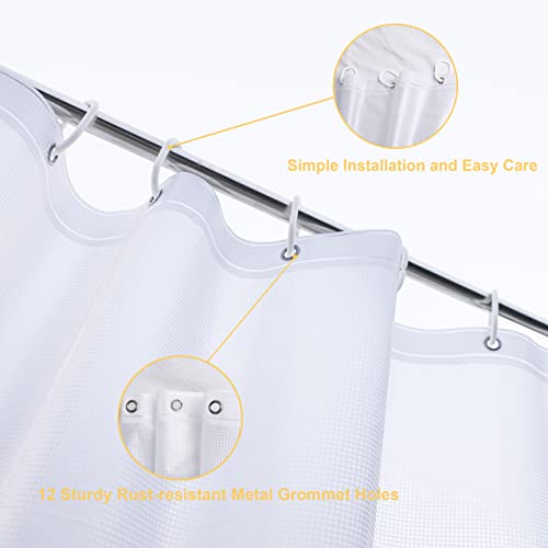 Image of NTBAY EVA Semi-Transparent Clear Shower Curtain with Waffle Weave, Water-Repellent Liner with 3 Magnets for Bathroom, 72x72 Inches