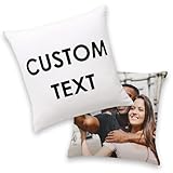 NHI Clothing Custom Pillows with Picture and Text - Personalized Photo Pillow Case - Polyester Cover, Varsity Size, Option Insert - Best Gift for Her, Couple, Any Occasion.