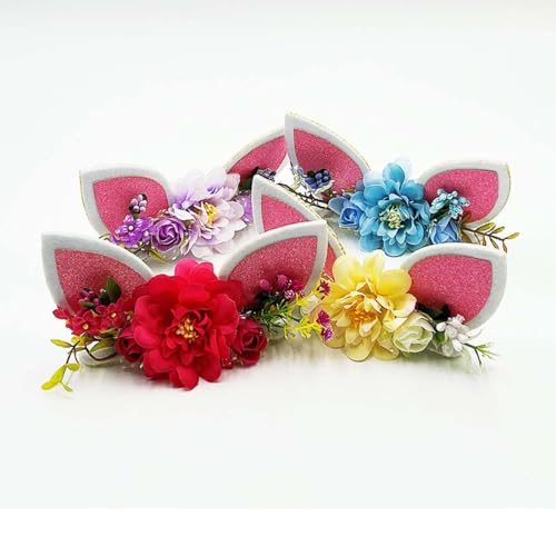 Easter Flower Headband for Baby Girls Bunny Ear Headband Sequins Rabbit Ear Hair Band Toddler Infant Floral Headband3