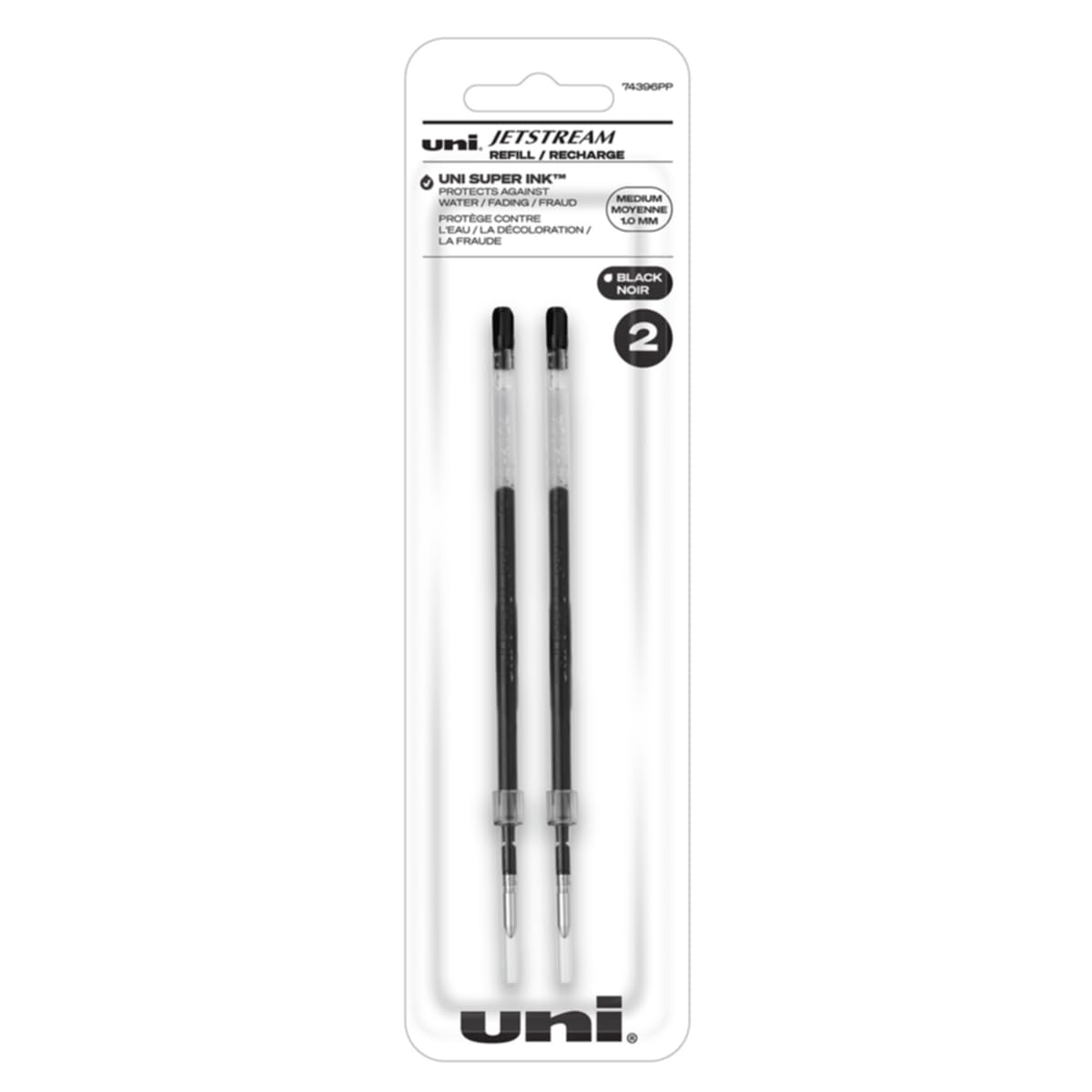Uniball Jetstream Kugelschreiberminen, 1,0 mm dicke Spitze, schwarze Tinte, 6 Ersatzminen