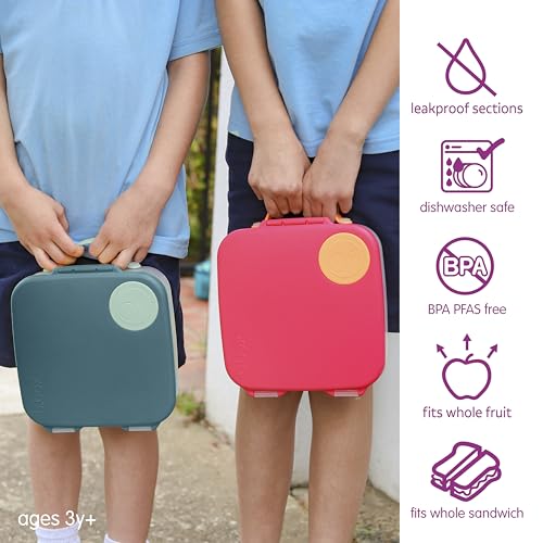 Image of b.box Lunch Box for Big Eaters All Ages - 8.5 Cup Leak Proof Bento Box with 4 Compartments, School Lunch Container with Ice Pack, Dishwasher Safe, BPA-Free, PFAS-Free - Emerald Forest