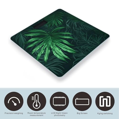 Báscula digital de baño con diseño planta tropical verde miniatura 3