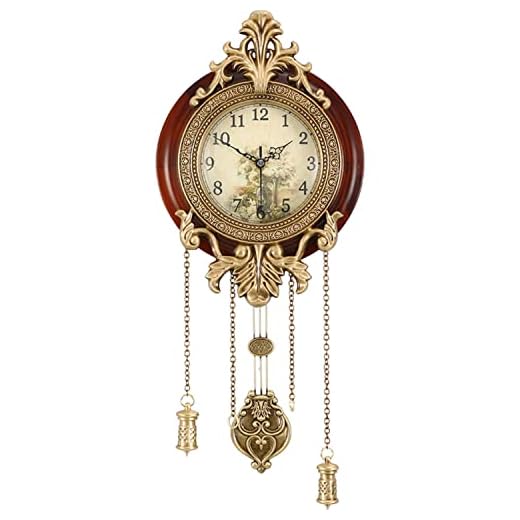 Aero Snail Dia 9-inch Retro Style Vintage Wood Indoor Wall Clock with Swinging Pendulum (Requires 2 AA Batteries for Clock Hands and Pendulum)