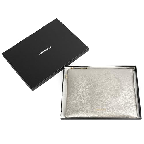 Image of DORIS&JACKY Women Leather Clutch Purse and Phone Wallet with Wristlet Strap | Soft Designer Evening Party Bag, Thin Slim RFID Blocking Cellphone Pouch Case, Formal Casual Handheld Premium Little Purse