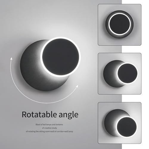 Image of Modern LED Black Wall Sconces Set of Two Acrylic Wall Lights Lighting Fixture 6000K White Light 8W Dimmable Wall Lamp Round Sconces Wall Lighting for Living Room Bedroom Bedside Hallway