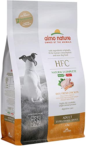 almo nature HFC Adult XS-S, Crocchette per Cani Adulti - Pollo Fresco - Sacco da 1,2 kg